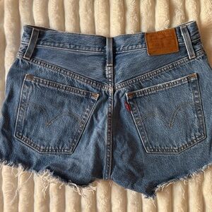 Levi's Blue Distressed Jean Shorts